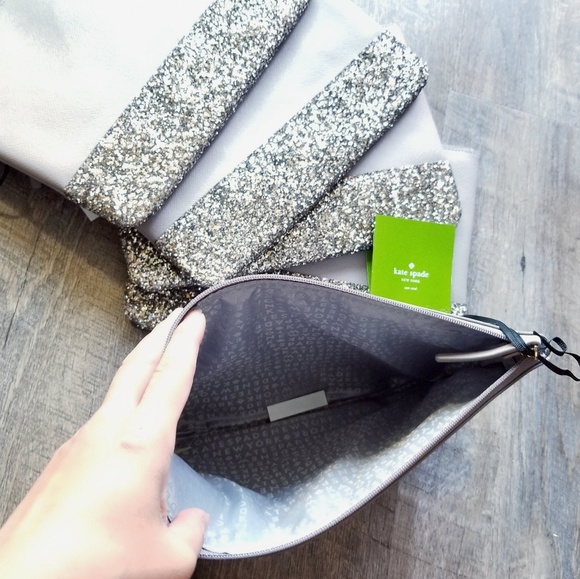 🔥LAST1🔥NWT KATE SPADE GRETA COURT GLITTER CLUTCH - Picture 5 of 8